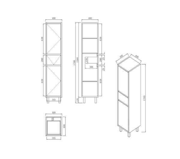 OST407 Solid Door Tallboy Vanity - 400x400x1700mm