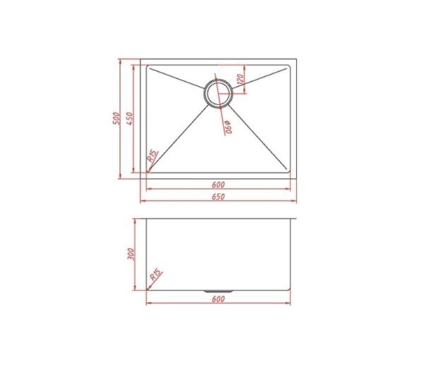 OSYH665R Laundry Sink 650x500x300 mm (80L)