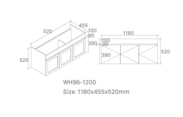 SG-96 Matt White Wall Hung Vanity Single Basin - 1200x460mm
