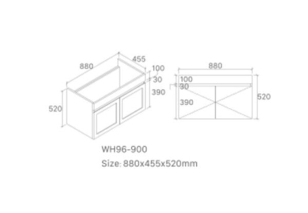SG-96 Matt White Wall Hung Vanity - 900x460mm
