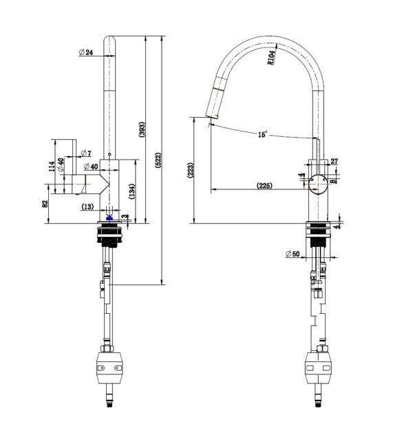 AS70P Chrome Pull Out Kitchen Sink Mixer
