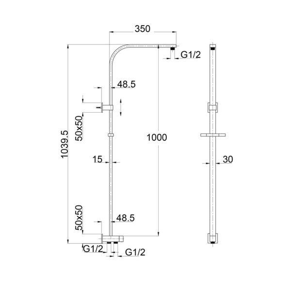 BV-DEKO-DSHSS Chrome Twin Shower Rail