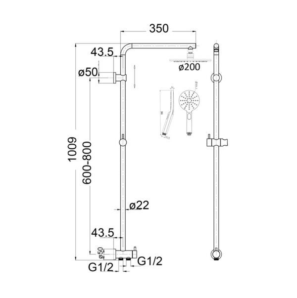 BV-RACO-DSHR Chrome Twin Shower Rail