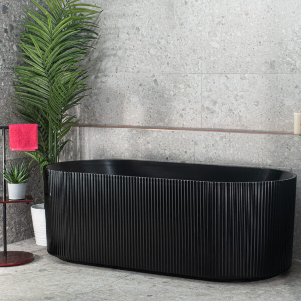 CESB782MB - Matt Black Oval Freestanding Bath 1500/1700mm