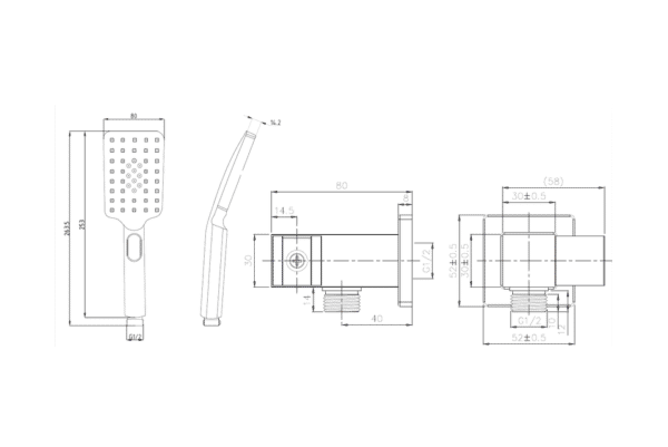 EC-TP2021BK Black Shower Head On Bracket