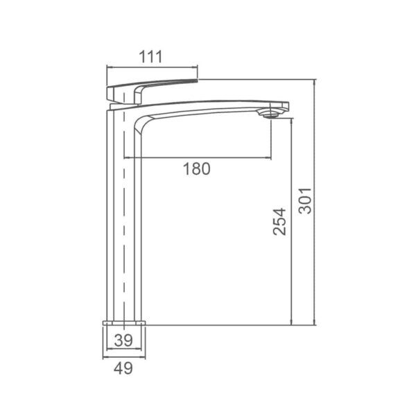 EC502MK Black Square Tall Basin Mixer