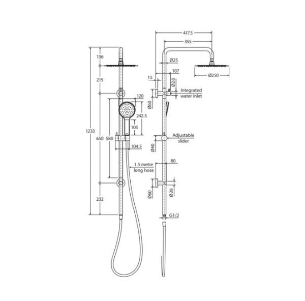 FNZ455109UB Urban Brass Twin Shower Rail