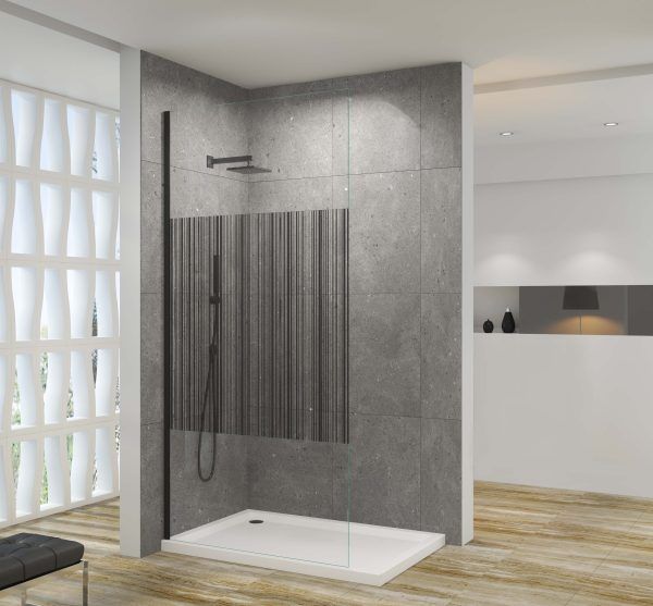 SS26 - Black Walk In Shower Screen - 850mm