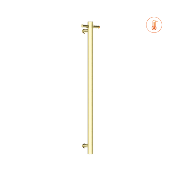 NROV900HBG 12V Vertical Bar Brushed Gold Heated Towel Rail Round 900mm