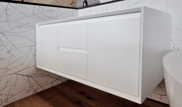 BV08WH-1500W Extra Deep Matt White Wall Hung Vanity - 1500x520mm - Clearance