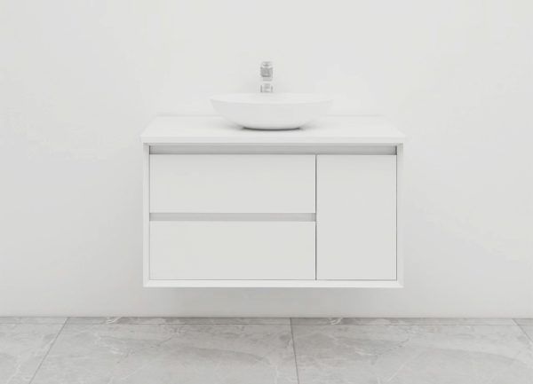 BV08WH-900W Extra Deep Matt White Wall Hung Vanity - 900x520 - Clearance
