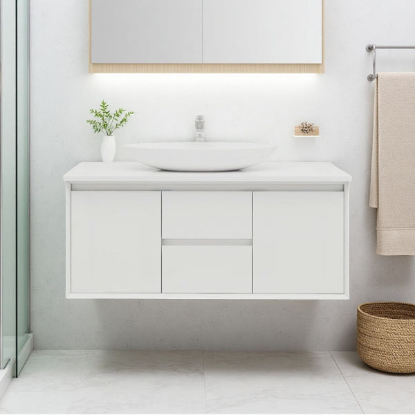 BV08WH-1200W Extra Deep Matt White Wall Hung Vanity - 1200x520mm - Clearance