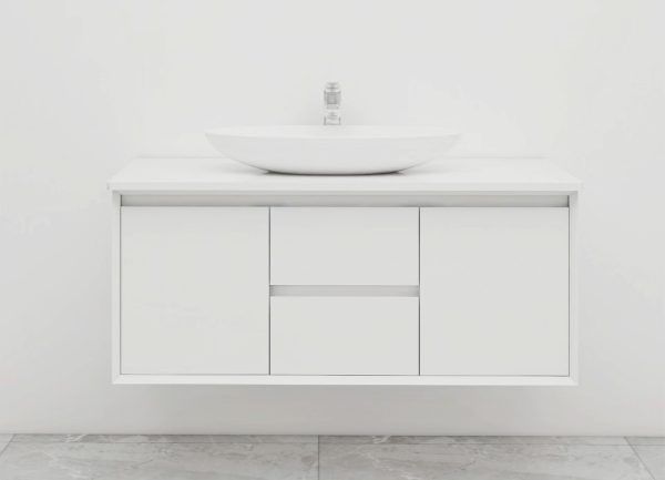 BV08WH-1200W Extra Deep Matt White Wall Hung Vanity - 1200x520mm - Clearance