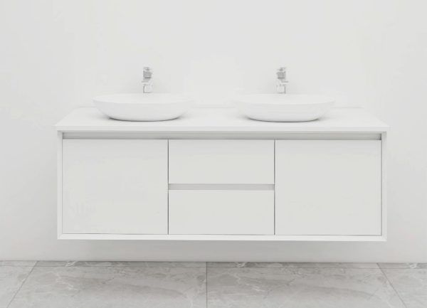 BV08WH-1500W Extra Deep Matt White Wall Hung Vanity - 1500x520mm - Clearance
