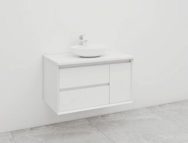 BV08WH-900W Extra Deep Matt White Wall Hung Vanity - 900x520 - Clearance