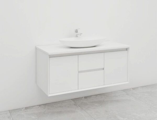 BV08WH-1200W Extra Deep Matt White Wall Hung Vanity - 1200x520mm - Clearance