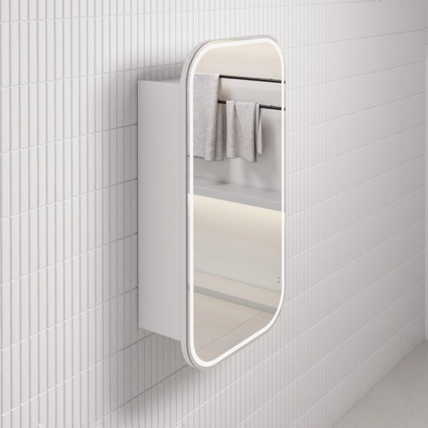 AU Matt White Frameless Rectangle LED Mirror Cabinet 450x900mm