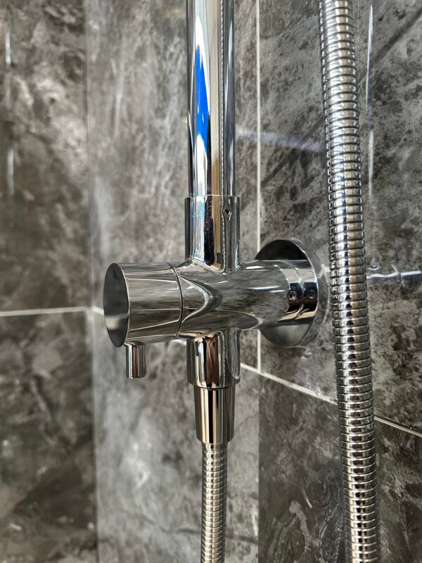 FZ Chrome Round Multi Function Shower Rail - Top or Bottom Inlet