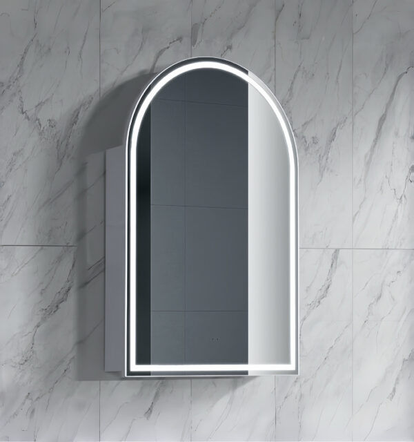 SG Matt White Arch LED Mirror Cabinet 610x900x120mm
