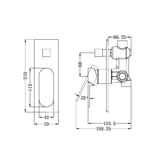 NR 3013-11A-MB Matt Black Shower Mixer with Divertor