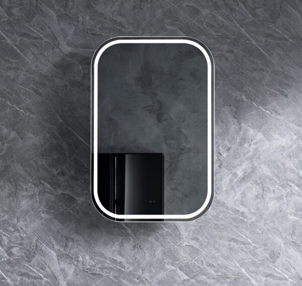 SG Matt White Rectangle LED Mirror Cabinet 610x900x155mm