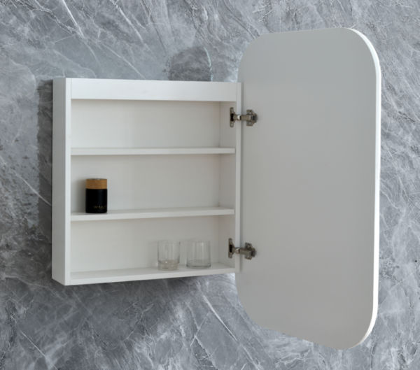 SG Matt White Rectangle LED Mirror Cabinet 610x900x155mm