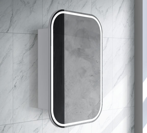 SG Matt White Rectangle LED Mirror Cabinet 610x900x155mm