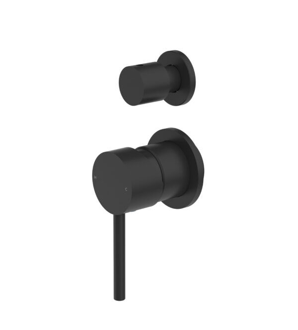 NR 2508-11E-MB Matt Black Round Pin Handle Shower Mixer with Divertor