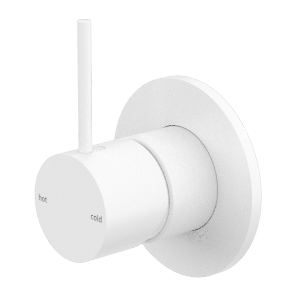 NR 2219-11-UP Matt White Round Shower Mixer (80mm Plate)