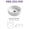 3535MW MBS3535MW Matte White Ceramic Basin 350x350x116mm