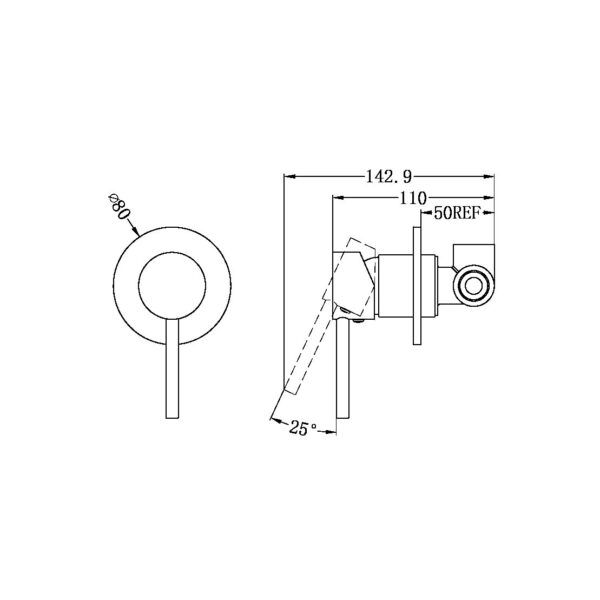 NR-2508-11-GM Gun Metal Round Shower Mixer