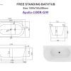 APOLLO-1500R-GW (5) Apollo 1500mm Right Corner Gloss White Freestanding Bath (Central Waste Location)