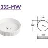 F-3535-MW MBS Fluted 3535MW Matte White Ceramic Basin 360x360x120mm
