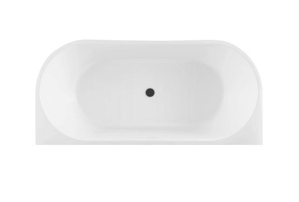 Milan 1500mm Back to Wall Gloss White Freestanding Bath (Central Waste Location)