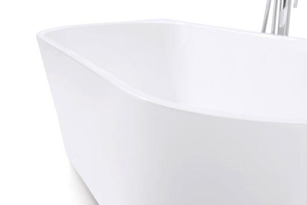 Milan 1500mm Back to Wall Gloss White Freestanding Bath (Central Waste Location)