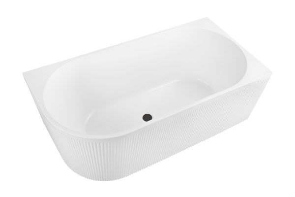 Nova 1500mm Right Corner Fluted Matt White Freestanding Bath