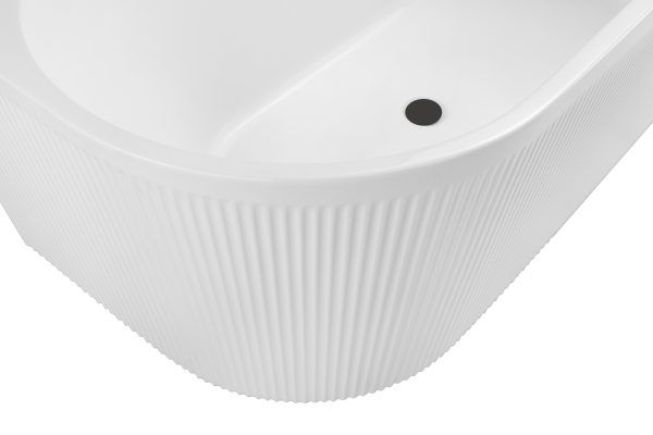 Nova 1500mm Right Corner Fluted Matt White Freestanding Bath