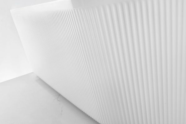 Nova 1500mm Right Corner Fluted Matt White Freestanding Bath