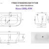Nova-1500L-MW Specification Nova 1500mm Left Corner Fluted Matt White Freestanding Bath