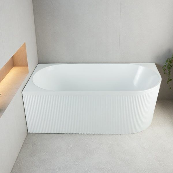Nova 1500mm Left Corner Fluted Matt White Freestanding Bath
