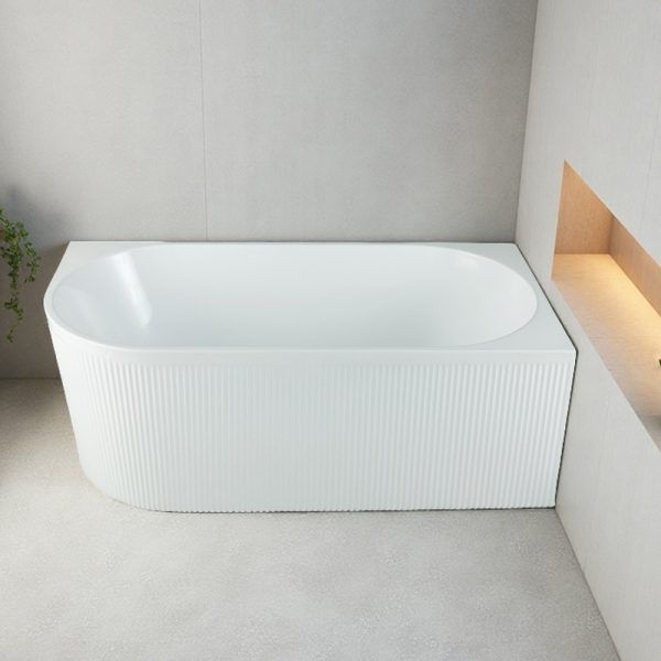 Nova 1500mm Right Corner Fluted Matt White Freestanding Bath