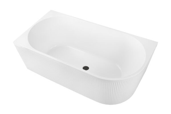 Nova 1500mm Left Corner Fluted Matt White Freestanding Bath