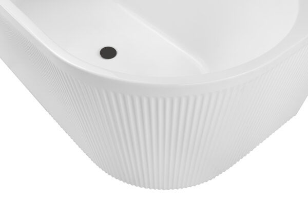 Nova 1500mm Left Corner Fluted Matt White Freestanding Bath