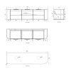 1800 3 spec OTBOW-WH Plywood Curve Fluted Wall Hung Vanity - 1800mm