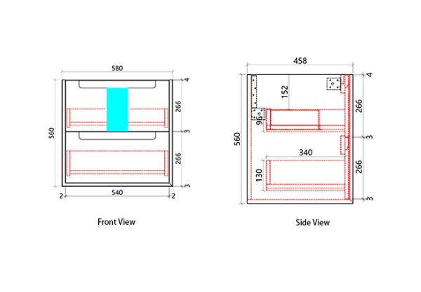 AUWH50 Plywood Wall Hung Vanity - 600mm