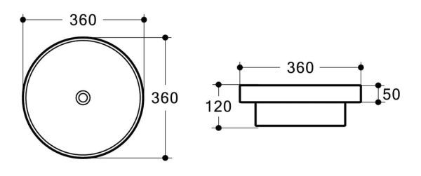EC3636 Round Insert Basin 360x360x120mm