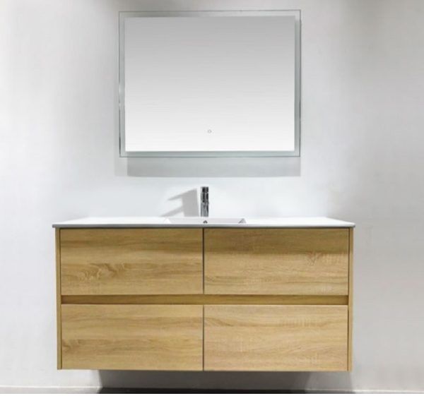 EC Nutro Wooden Finish Wall Hung Vanity Single Bowl - 1200x460mm