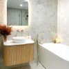 750 3 OTBOW-WH Plywood Curve Fluted Wall Hung Vanity - 750mm