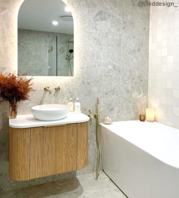 OTBOW-WH Plywood Curve Fluted Wall Hung Vanity - 750mm