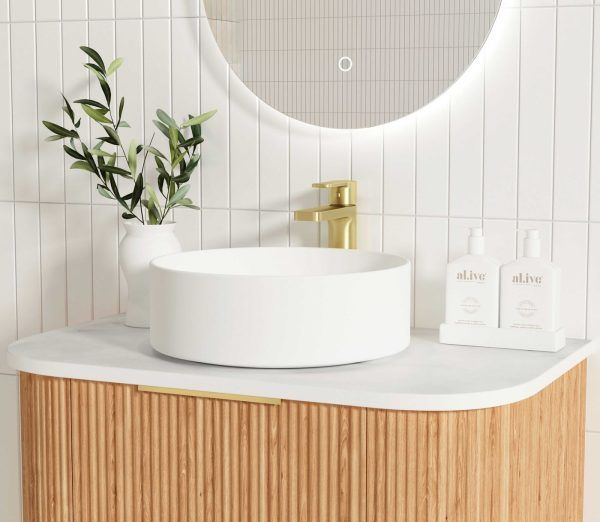 OTBOW-WH Plywood Curve Fluted Wall Hung Vanity - 750mm